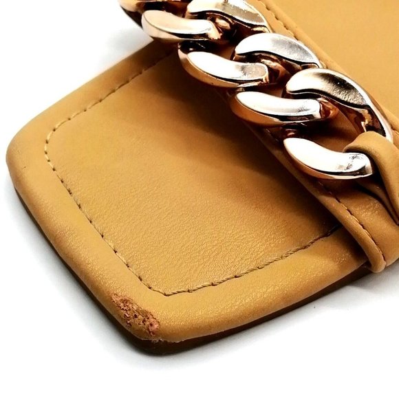 Wild Diva Womens Chain Link Slide Sandal Tan Faux Leather Flat Heel 6.5 - Picture 10 of 10